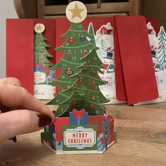 Hallmark Wonderfolds Pop-Up Christmas Cards Set of 6 Two Varieties Tree Snowman - Picture 3 of 9